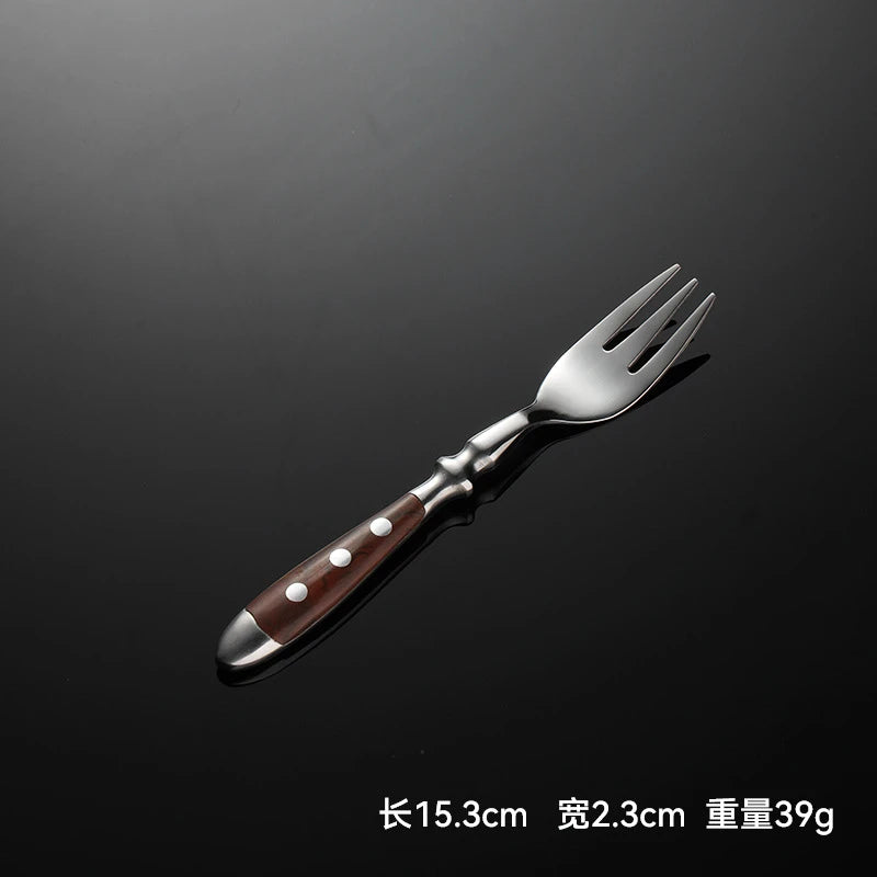 6-piece stainless steel tableware set, including knife fork and spoon set, kitchen knife and dining utensils such as steak knife