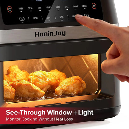 12QT Dual Basket Air Fryer with Flex Design, Viewing Window & 50PCS Liners, 12-in-1 Family Size, Sync & Dual Cooking, Dishwasher Safe