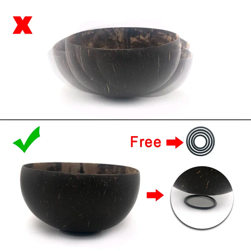12-15cm  Natural Coconut Bowl set wooden Salad Ramen bowl Coconut Wood Spoon Set coco smoothie Kitchen tableware Coconut bowl