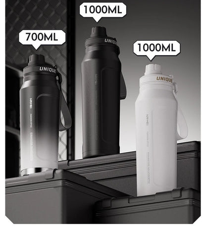 1L Insulated Cold Water Bottle Thermos Stainless Steel Tumbler Qutdoor Sports Handle Vacuum Flasks Double Wall Cup