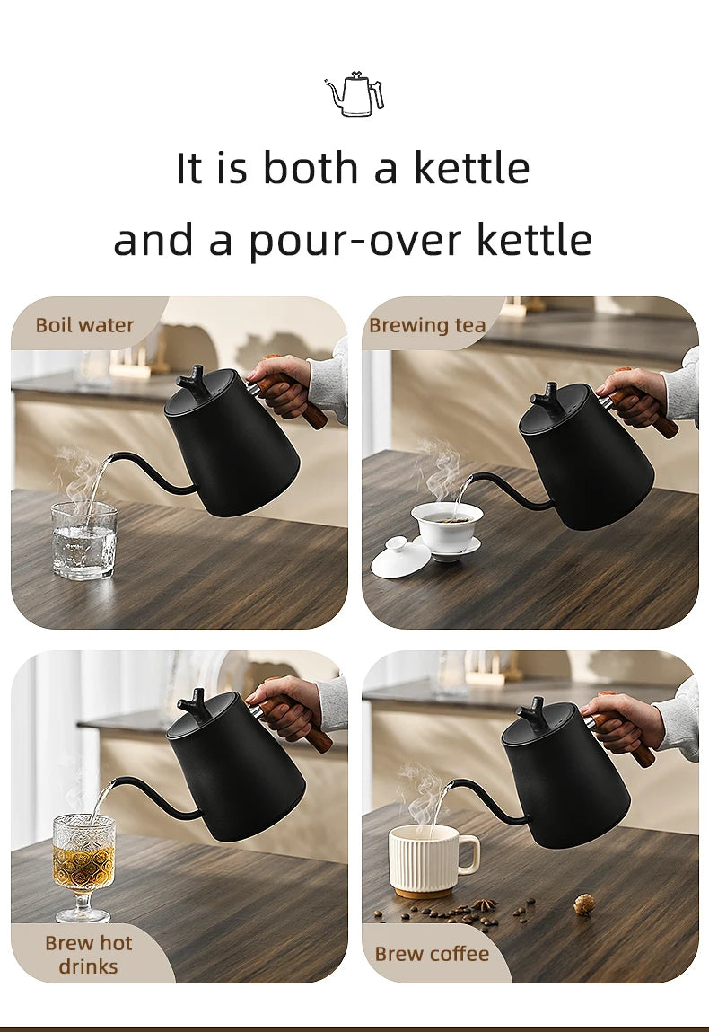 1L 1000W Gooseneck Electric Kettle Smart Teapot with Temperature Control for Precision Hand Brew Coffee Pouring Pot