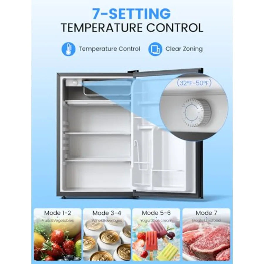 Dorm apartment fridge with freezer: 4.5 cu.ft, black stainless steel finish, ultra-quiet operation, energy-efficient for bedroo