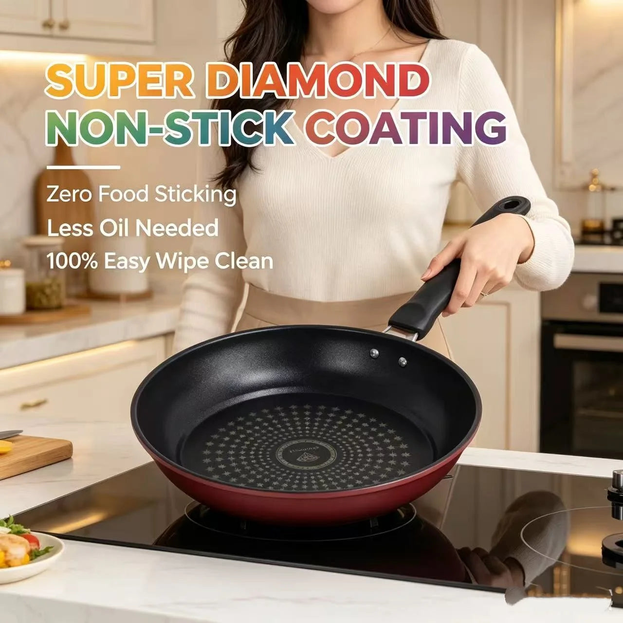 Premium Granite Non Stick Frying Pan, Multipurpose Kitchen Skillet for Steak, Eggs, Pancakes & Breakfast, Universal Compatibility