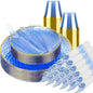 175PCS Gold and Blue Plastic Dinnerware Set – Clear Blue Disposable Plate with Gold Rim Include Dinner Plates, Dessert Plate