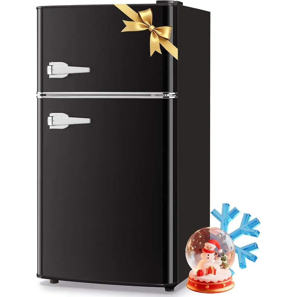 Compact 3.5 Cu. Ft. Mini Fridge with Freezer, Adjustable Shelves, Ideal for Dorm, Office, Bedroom - Sleek Black
