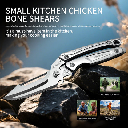1 Pack Premium Heavy-Duty Multi-Function Kitchen Scissors - Ultra-Sharp 304 Stainless Steel Blades, Forged Construction, Right-H