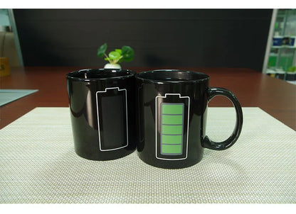 Creative Battery Magic Mug Positive Energy Color Changing Cup Ceramic Discoloration Coffee Tea Milk Mugs Novelty Gifts