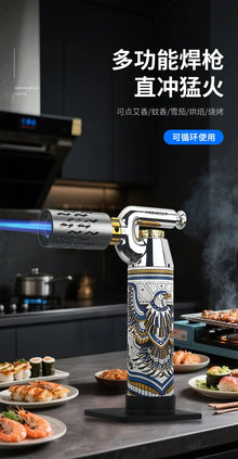 HONEST High Temperature Welding Gun 2 Types Of Flames Butane Gas Turbine Torch Lighter Outdoor BBQ Kitchen Cigar Lighters Gadget