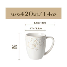 MALACASA GISELLE 4/8 PCS Porcelain Cup Sets 14 Oz Retro Relife Coffee Cup Sets Ceramic Mug Sets for Milk/Cappuccino Two Option