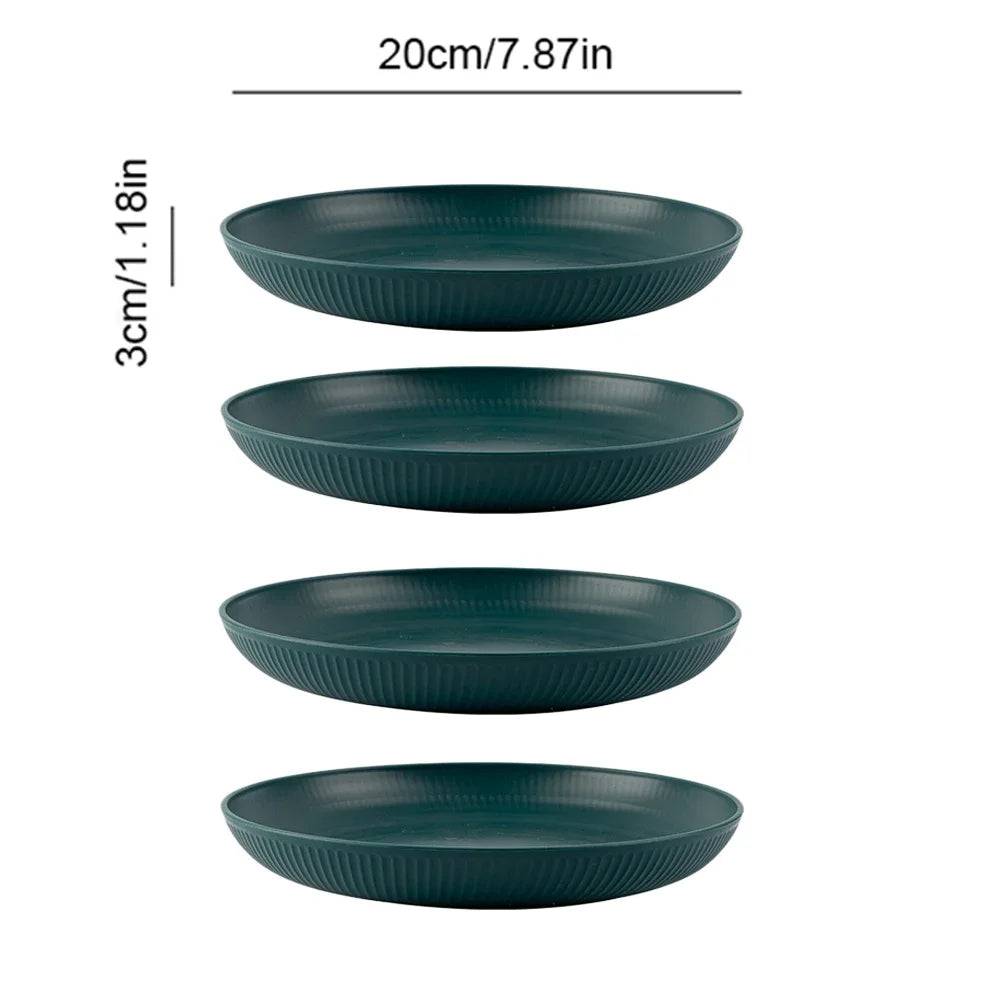 4/16Pcs Grey Straw Cutlery Set Dishes Bowls Disk Water Cup Tableware Plastic Unbreakable Polypropylene Kitchen Dinnerware