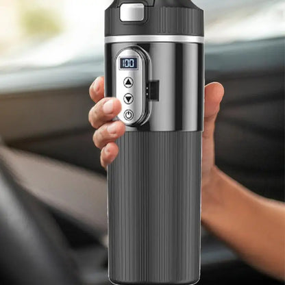 450ML Heated Coffee Mug 12/24V Stainless Steel Car Heating Cup Electric Kettle Water Warmer Bottle LCD Display Heat Preservation