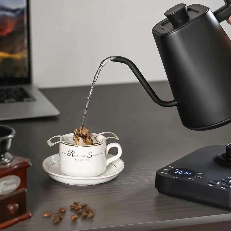 Household Premium Electric Kettle 1L 110V/220V 1200W 304SS Liner Swan Neck 90° Pour Smart Display Auto Power Off Home Coffee Tea