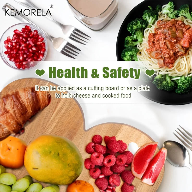 KEMORELA Heart-Shaped Acacia Wood Cutting Board 1/2PCS Food-Safe Bread Cheese Platter with Heart Cutouts Multi-Holiday