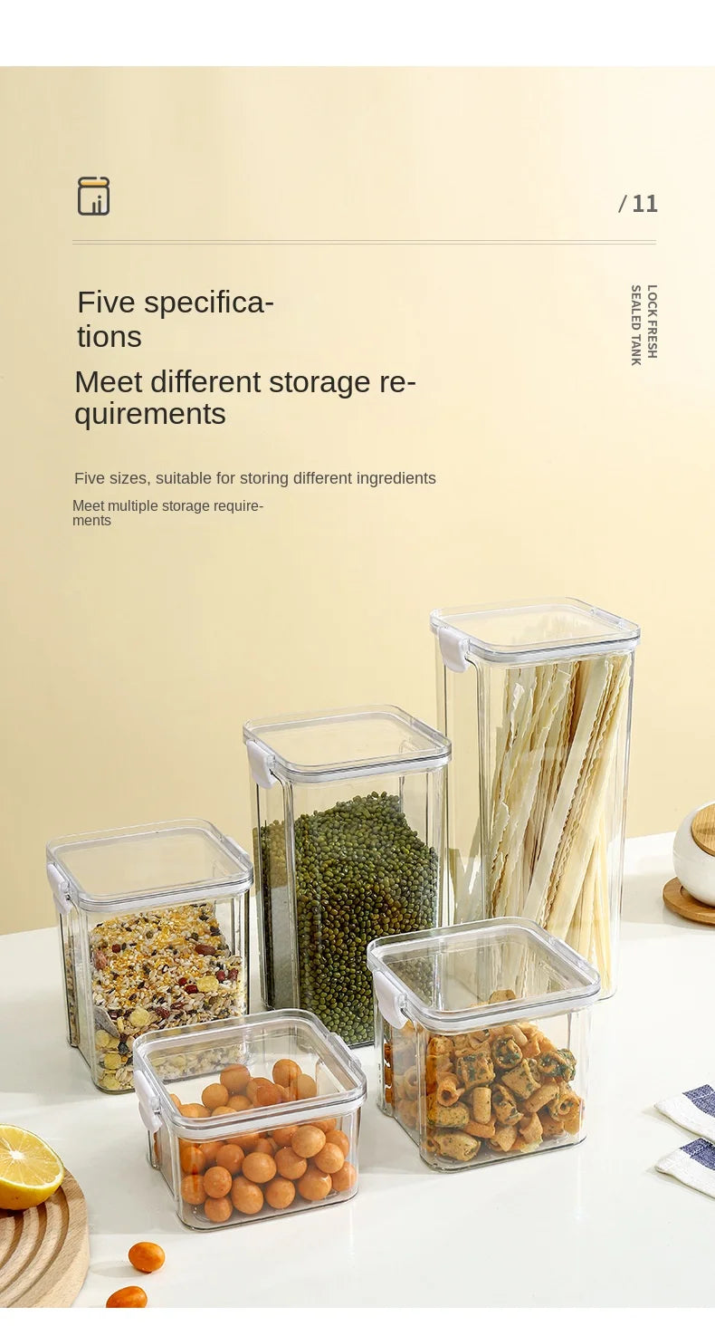 1-5PCS Sealed Jars Large Capacity Waterproof Transparent Scene Kitchen Candy Dried Grain Storage With Lid Fridge Storage Tank