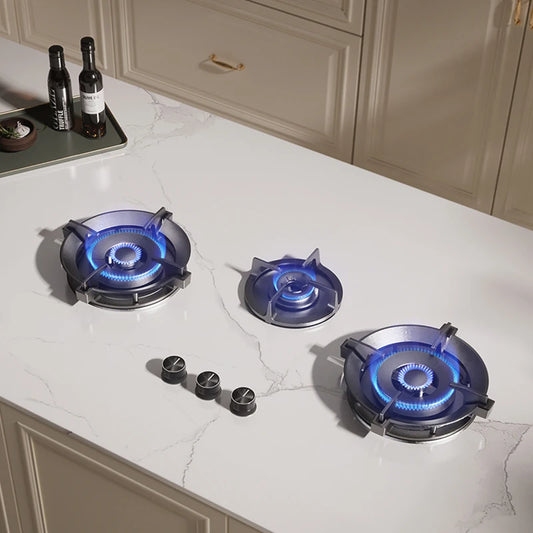Premium Built-in Gas Cooktop 3-Burner 5.2KW Copper Flame Failure Protection Panel-Ready for Custom Kitchen