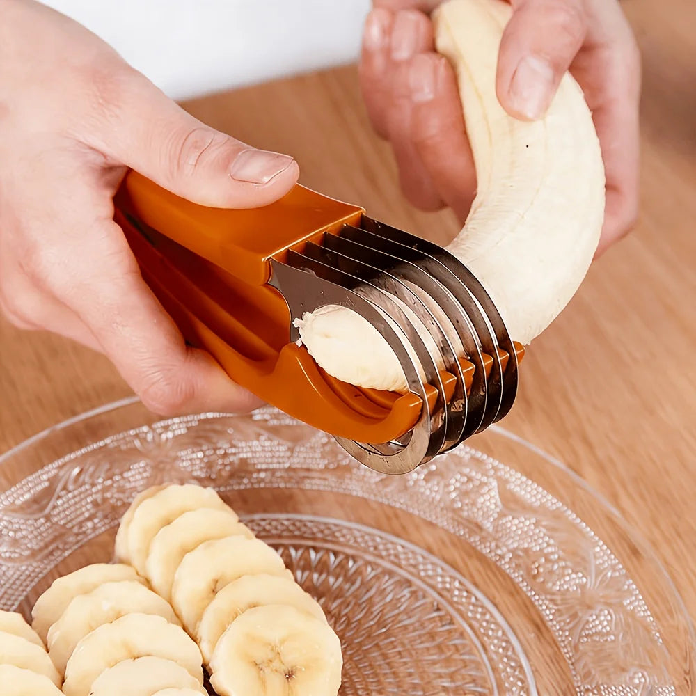 Banana Slicer (ABS + Stainless Steel) – Fruit and Vegetable Slicer/Cutter; Suitable for Bananas, Strawberries, and Grapes (1-Pack)