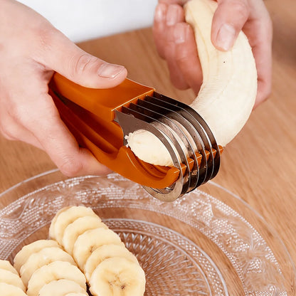 Banana Slicer (ABS + Stainless Steel) – Fruit and Vegetable Slicer/Cutter; Suitable for Bananas, Strawberries, and Grapes (1-Pack)