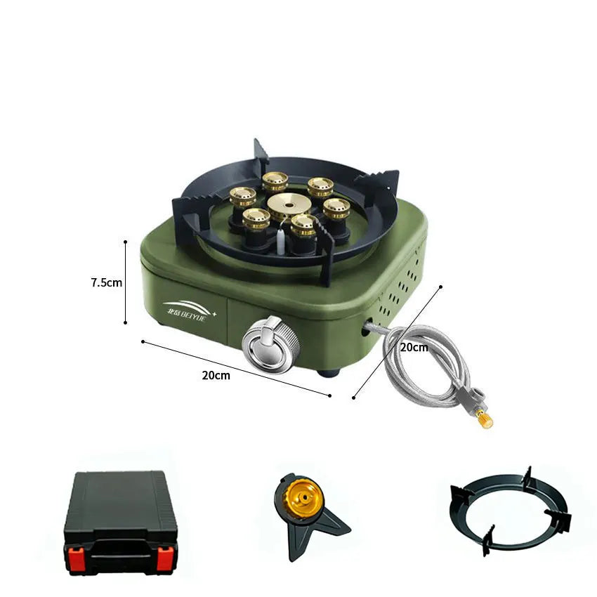 Beiyue 6 Burners Windproof Camping Gas Stove, High Power With Explosion-Proof Hose For Rv Outdoor Use
