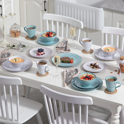 vancasso 16/32 Ceremic Plates Dinner Set Stoneware Tableware Set with 4PCS Dinner Plate/Dessert Plate/Bowl/Mug for 4 Person