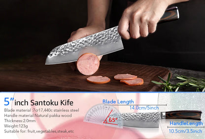 Kitchen Knives Japanese Chef Knife Set 7CR17 High Carbon Steel Full Tang Hammered Non-Stick Santoku Knifes Utility Meat Cleaver