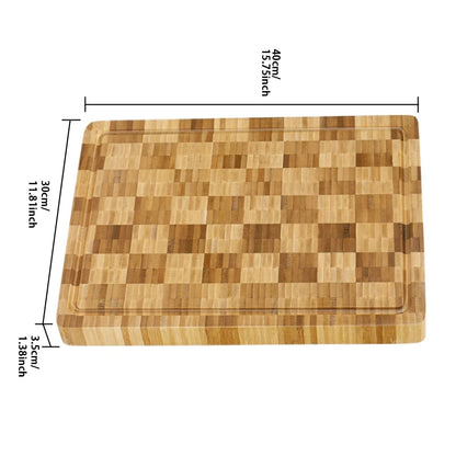 Large Bamboo Cutting Board Kitchen Chopping Block Butcher Board for Meat Fruit Vegetables Thick Chopping Board With Juice Groove