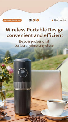 2-in-1 Wireless Portable Coffee Machine – Grind Beans & Hand Brew Anywhere for Camping & Outdoor Adventures