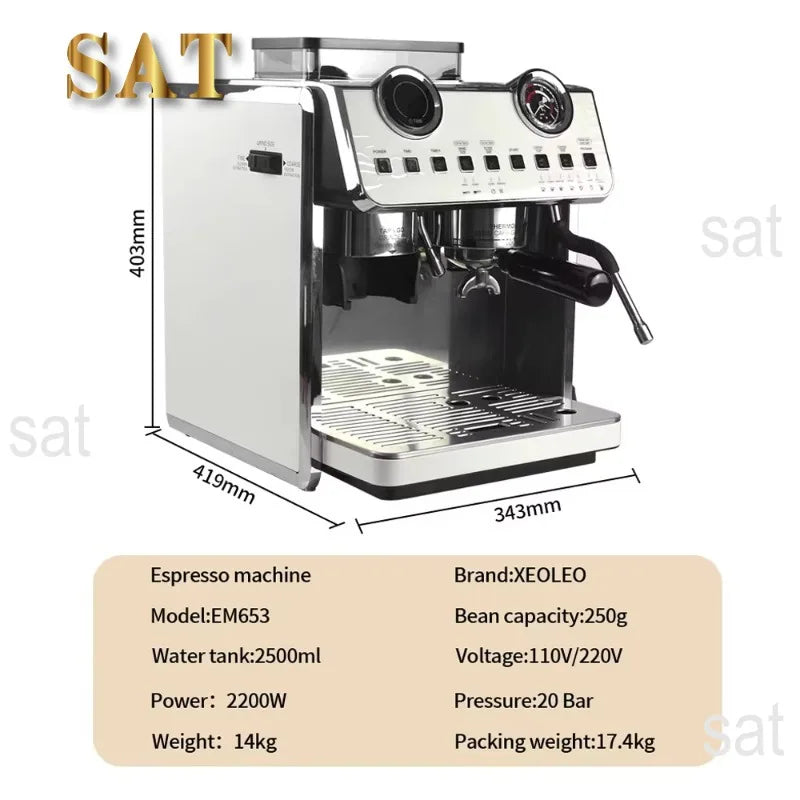 oo-Espresso Coffee Maker 20Bar Double Boilers Dual Pumps Italian Coffee Machine Automatic Coffee Machine With Grinder