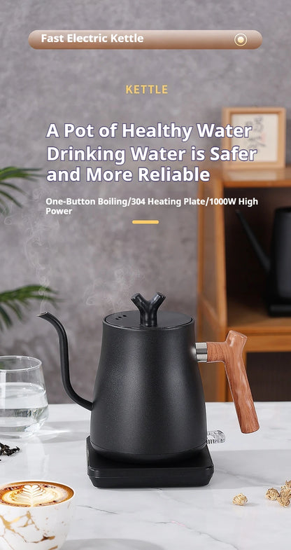 1L1000ML Smart Temperature Control Kettle - Auto Shut-Off & Boil-Dry Protection - Stainless Steel Pour-Over Coffee & Tea
