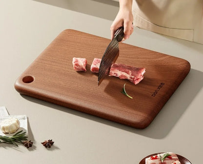JUSTINLAU 4 Sizes Square Wood Cutting Board Ebony Household Antibacterial and Mildew Proof Fruit Meat Vegetables Chopping Board