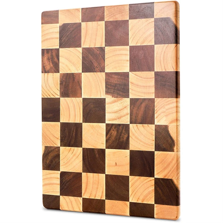 1 Pc End Grain Cutting Board Heavy Duty Rubber Wood Chopping Board Flippable Serving Board For Meat Bread Fruits Vegetable JT549