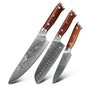 1/3PCS Kitchen Knife Sets Japanese Forged Damascus Steel Chef Santoku Knives Stainless Steel Rosewood Handle