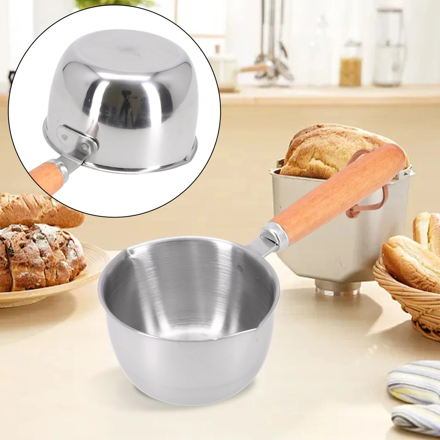 1pc 150/300/500ML Stainless Steel Mini Frying Pan Hot Oil Pan Hot Sauce Small Pot Cooking Butter Melting Pot Kitchen Supplies