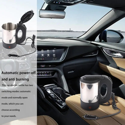 Car Water Boiler 500ml 12V/24V Electric Kettle For Truck Truck Stainless Steel Car Coffee Mug Heated Water Cup Pot Bottle