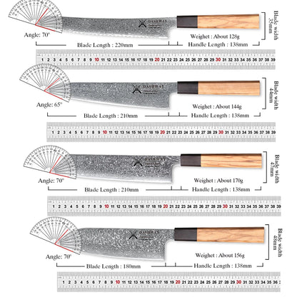 DASHWAY 1PC-7PCS Professional Kitchen Knives Set Utility Santoku Bread Japanese Handmade 67 Layer Damascus Steel Chef Knife