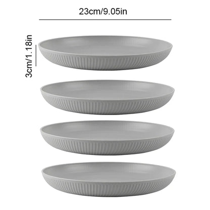 4/16Pcs Grey Straw Cutlery Set Dishes Bowls Disk Water Cup Tableware Plastic Unbreakable Polypropylene Kitchen Dinnerware
