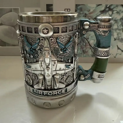 1pcs Navy Cup Air Force Anchor Plane Wine Mugs Resin Stainless Steel Army Beer Military  Mug Men Birthday Gift Coffee Wine New