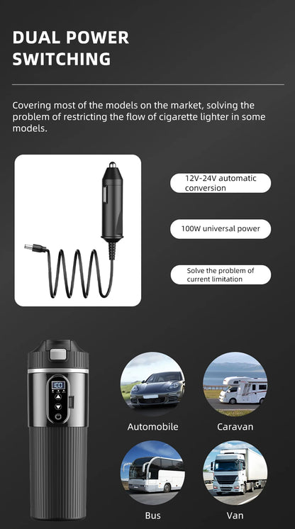 12V/24V Car Kettle Portable Electric Travel Kettle Car Heater 500ML Hot Water Boiler Small Hot Water Heater For Tea Coffee Milk