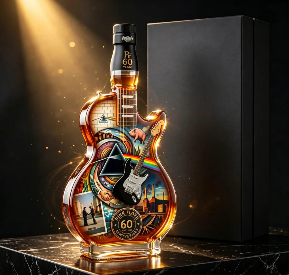Artistic Guitar Shaped Whiskey Decanter Hand-Finished Glass Liquor Dispenser Decorative Barware Unique Gift for Whiskey Lovers