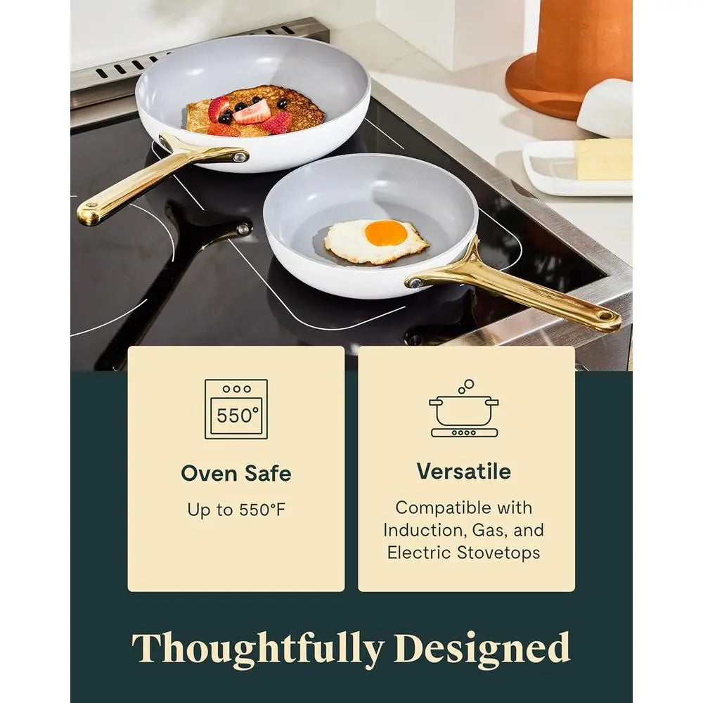 Non-Toxic 2.7 Qt Nonstick Frying Pan with Glass Lid, Oven Safe, Suitable for All Stovetops