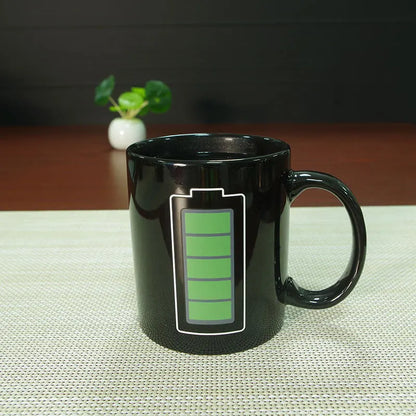 Creative Battery Magic Mug Positive Energy Color Changing Cup Ceramic Discoloration Coffee Tea Milk Mugs Novelty Gifts