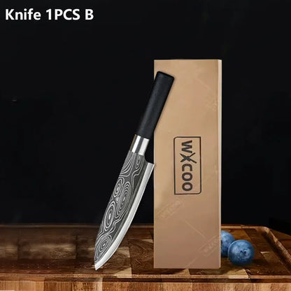 WXCOO Stainless Steel Durable Chef Knife Set Meat Cleaver Fruit Slicing Handmade Forged Kitchen Knife Butcher Knife Scissor