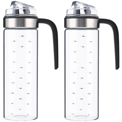 1/2pcs Transparent Glass Olive Oil Dispenser Refillable with Anti-drip Cover Soy Sauce Vinegar Oil Bottle Kitchen Accessories