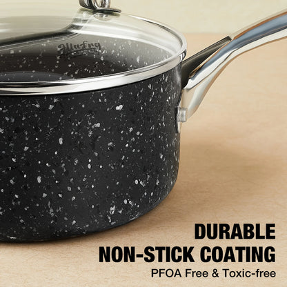 1PCS Saucepan with Lid, Ultra Nonstick Sauce Pan with Lid, 1qt Small Pot, Granite Nonstick Saucepan 1 quart