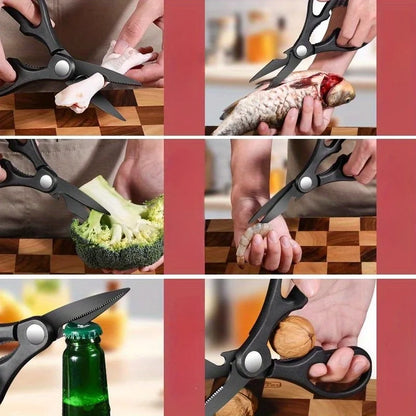 PLYS-1pc kitchen scissors special black titanium stainless steel food scissors household multifunctional auxiliary food scissors