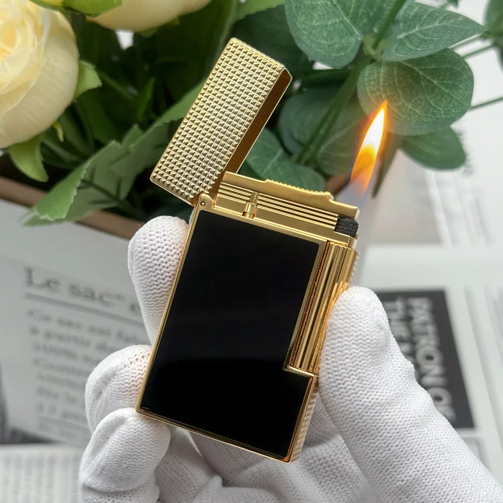 Gas Flame Lighter Metal Glossy Vs Matte Lacquer Cigar Accessories Smoking Cigarette Tools Includes Nozzle Adapter