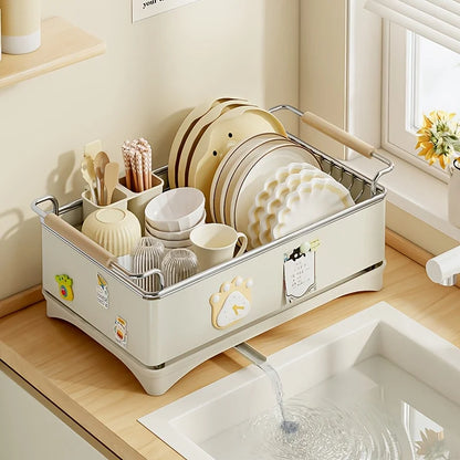 Dish Drying Rack, Kitchen Countertop Dish Drying Rack, 304 Stainless Steel Dish Rack, Stainless Steel Dish Rack with Drain Board