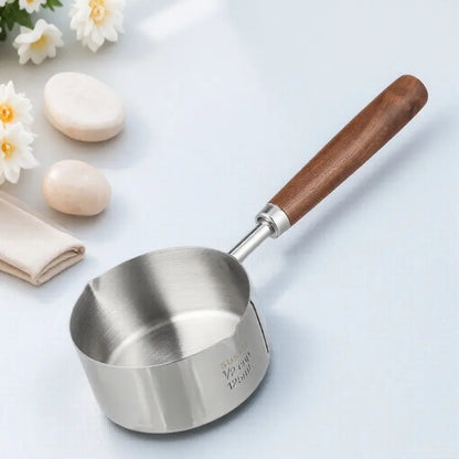 Small Sauce Pan Stainless Steel Oil Boil Container with Handle Ergonomic Pour Spout Cooking Pot Kitchen Saucepan Reusable