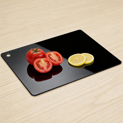 Kitchen cutting board, 15.3 * 11.8 inch transparent black cutting board with hanging holes, non slip cutting board for cooking,