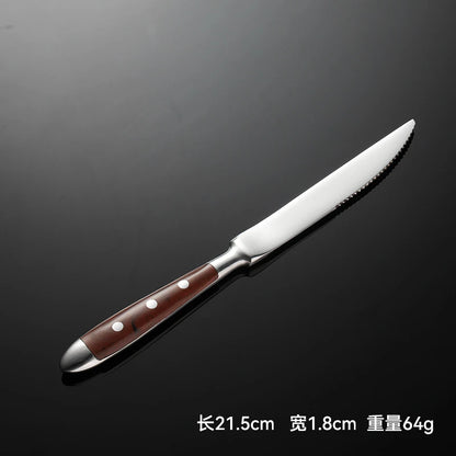 6-piece stainless steel tableware set, including knife fork and spoon set, kitchen knife and dining utensils such as steak knife