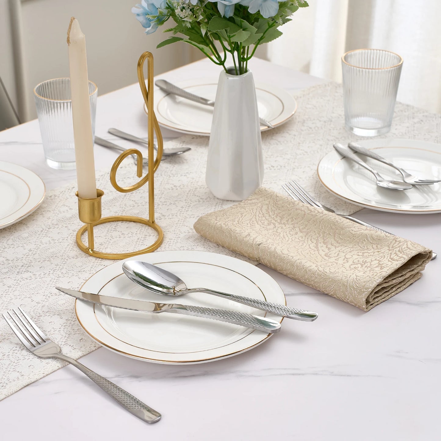 30pcs Diamond Star Cutlery Set Dinner Knife/Fork/Spoon Included for Women Wedding Party Table Setting Christmas Gift
